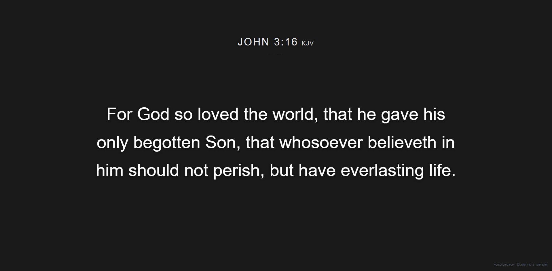 A verse on the in-room projector wall
